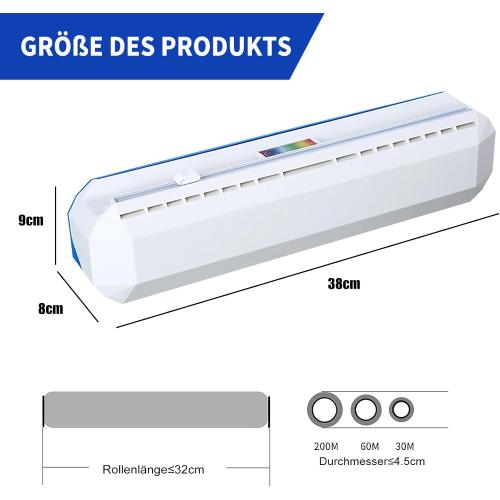 Plastic Wrap Dispenser with Cutter, Reusable Cling Film Dispenser, Cling Wrap Dispenser with Slide Cutter, Also for Aluminum Foil, Tin Foil, Baking Paper (XL)