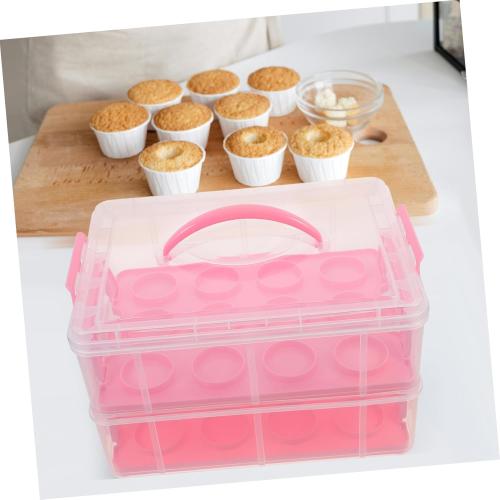 Transport Multi-layer Cupcake Carrier Box Handle for Muffins Desserts Food-grade for Parties and Events Storage