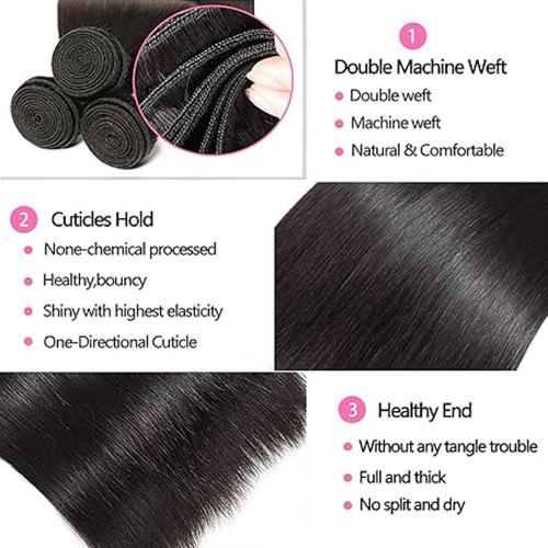 Straight Bundles Human Hair Bundles 20 20 20 Inch Natural Black Color Straight Bundle Unprocessed Brazilian Virgin Weave Hair 3 Bundle 50 Gram Per Bundle