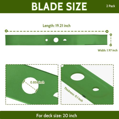 2 Pack Replacement Lawn Mower Blade Compatible with Ryobi RY40180, RY40190, RY401110, RY401120, RY40LM30 20 Inch 40V Brushless Mowers, Replaces AC04020