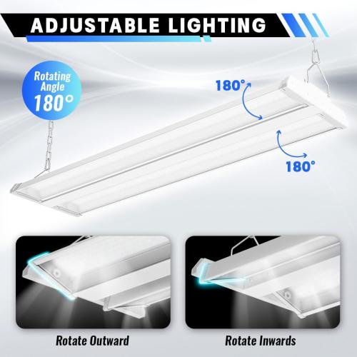 Allsmartlife LED Linear High Bay Light 4-Pack, 5000K Daylight 300W 40500LM 0-10V Dimmable Adjustable Tilt Hanging LED High Bay Shop Lighting Fixtures for Garage Warehouse Workshop, ETL