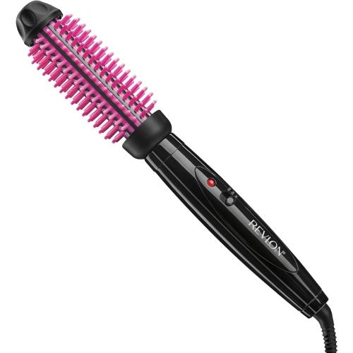 REVLON Silicone Bristle Heated Hair Styling Brush | Fast, Long Lasting Volume for Easy Styling | 1 Barrel for Full Body and Smooth Styles (Black/Pink)