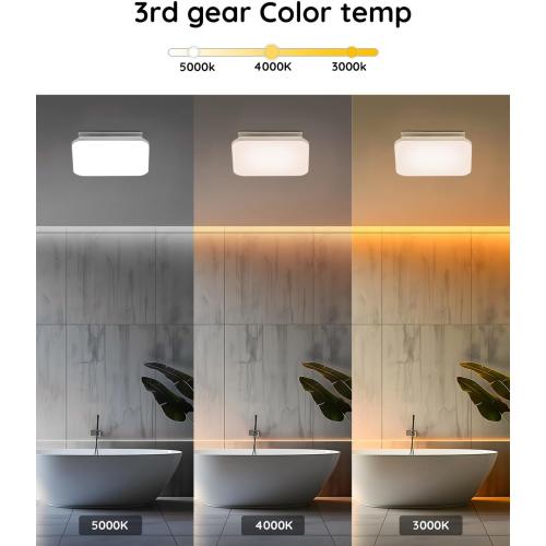 WHITE Fitop Bathroom Exhaust Fan with Light, 110 CFM 43W Ceiling Mount Shower Ventilation Exhaust with Light, 1.0 Sones Bathroom Vent with Light, Bathroom Fan 1200LM LED Light 3000K/4000K/5000K