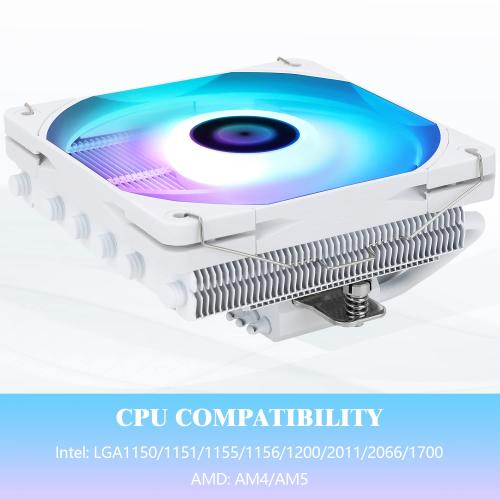 Color White Thermalright AXP120-X67 White ARGB Low Profile CPU Air Cooler with Quite TL-C12015W-S PWM Fan, 6 Heat Pipes, 67mm Height, for AM4/ AM5/Intel LGA 1700/1851/1150/1151/1155/1156/1200/2011,5V ARGB Light