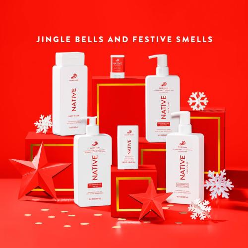 Native Body Wash with Naturally Derived Ingredients - Candy Cane - For Women & Men, Sulfate, Paraben, & Dye Free Leaving Skin Soft and Hydrating | Holiday Seasonal Scent Bundle, 18 oz - 2 Pk
