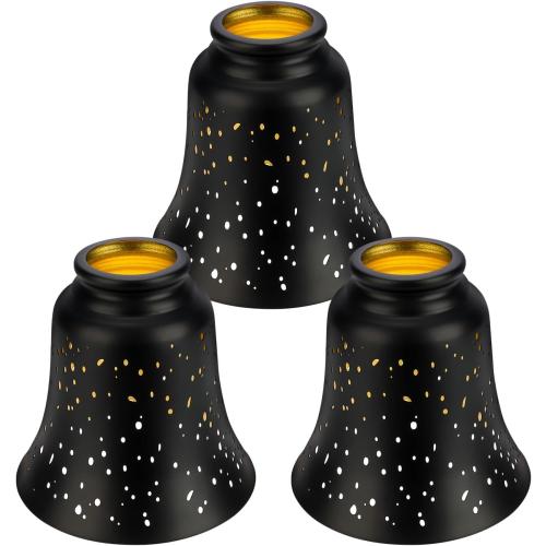 Ceiling Fan Light Covers, 3 Pack Pendant Light Shade Replacement with 1-5/8 Fitter, ALUCSET 4.5 Height and 4-3/4 Diameter, Metal Bell Shaped Cover for Chandelier Pendant Light Wall Sconces Series