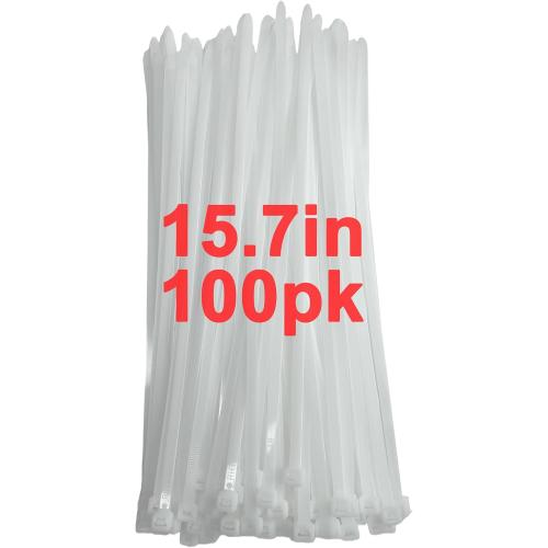 120lb White Zip Ties Heavy Duty 15 Inch 100pcs, Large CLear Cable Tie Actual 15.7 In, Thick Heat Resistant Zipties, Big Wide Wire Ties, Industrial Tie Wraps for Outdoor Use