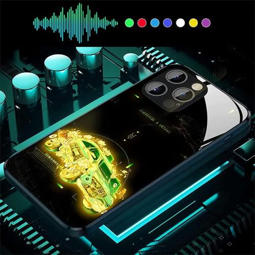 Intelligent Sound Control Light-Up Phone Case for iPhone 13/14pro Max (Color : A#, Size : for iPhone 14)