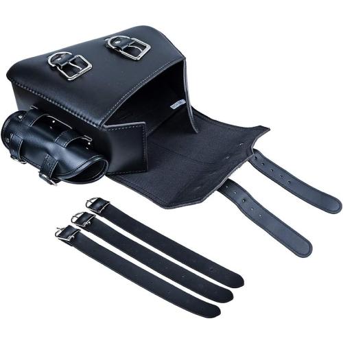 Astra Depot 1X Left PU Leather Motorcycle Solo Swingarm Side Tool Bag Saddlebag with Pannier Pouch Compatible with Harley Sportster XL883 XL1200