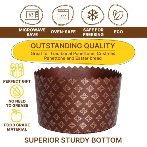 12oz Kulich Mold Paska Easter Bread Forms |12 pcs| Bread Paper Mold - Non Stick Panettone Paper Baking Molds Universal Brown Design