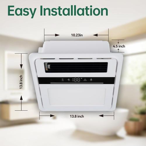 Bathroom Fan with Light and Heater, 1700W,140 CFM Ventilation, Remote Control,Quiet Exhaust, 4-in-1 Design for Heating, Lighting, Ventilation & Air Circulation for Comfort in Any Season