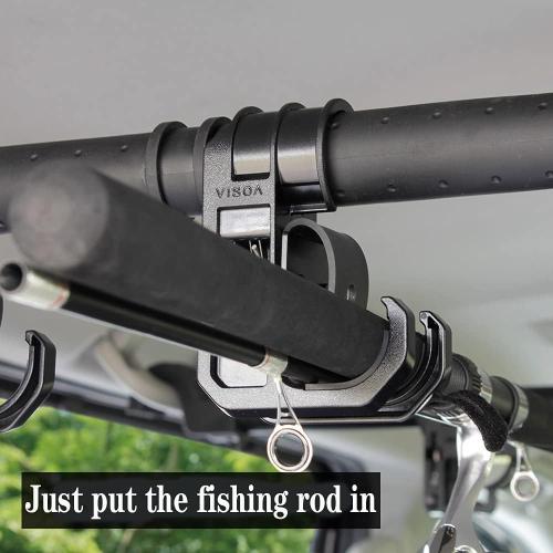 LITTLEMOLE Vehicle Fishing Rod Holder, 6 Rod Capacity, Heavy Duty Adjustable 34-57 Inch, Car Fishing Pole Roof Rack for Trucks SUVs Wagons Vans