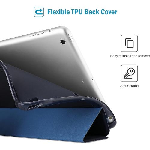 ProCase Slim Cover for iPad mini 5 Generation 2019/ Mini 4 3 2 1 (Old Model) 7.9 inch, Slim Soft TPU Back Cover Trifold Stand Folio Smart Case for iPad mini 5 4 3 2 1 -Navy
