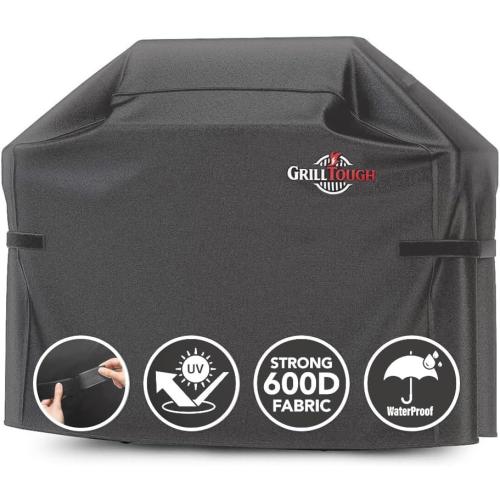 Grey Heavy Duty BBQ Grill Cover for Outdoor Grill, 58 Inch – Waterproof, Weather Resistant, UV & Fade Resistant with Adjustable Straps – Gas Grill Cover for Weber, Charbroil, etc. Charcoal