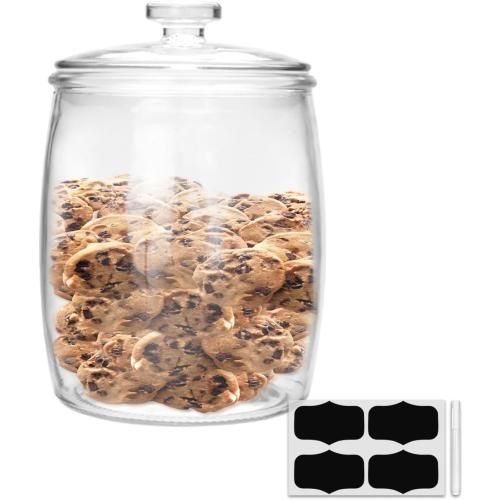 1 Gallon glass jars, Cookie Jar & Candy Jar with Lid, Large Food Storage Container,glass jar with lid for Buffet, Coffee & Flour, Laundry Room Storage & Pantry