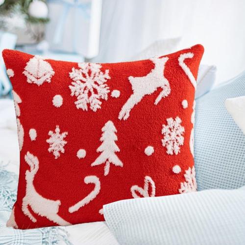 Christmas Winter Holiday Pillowcase Soft Decorative Cushion Cover Festival Pillow Case Jacquard Cushion Case for Sofa Decoration