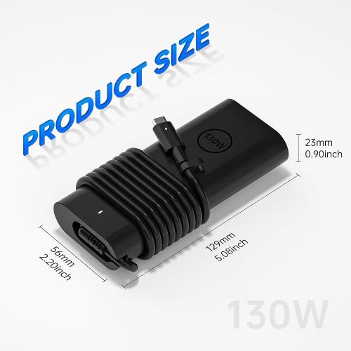 AC Adapter 130W USB C Laptop Charger for Dell - Fast Charging Power Supply Compatible with Dell XPS 15/17, Precision 5000/3000 Series, Latitude 9000/7000/5000 Series