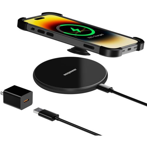 Wireless Charger for Thick Cases of 10MM/Popsocket/OtterBox, Phone Charger Pad, 15W Max Wireless Charging Pad for iPhone 16 Pro Max/15/14/13/12/11/Samsung Galaxy S24/S23/AirPods(with Adapter)