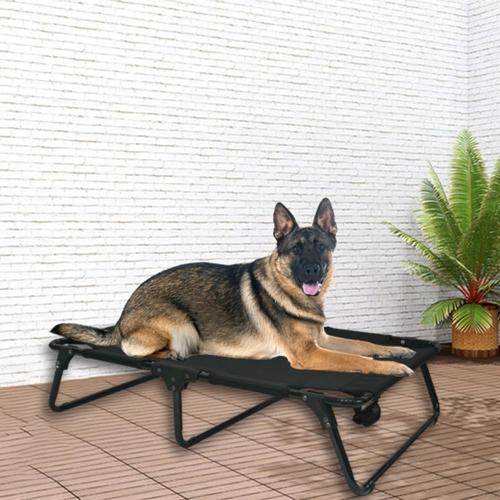 Elevated Raised Dog Bed Cot with Breathable Mesh,Folding No Assembly, Indoor/Outdoor Travel Outside Cooling Camping Dog Beds Pet Hammock for Large Dogs, Black