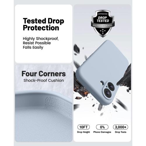 OTOFLY Compatible with iPhone 16 Case, Compatible with MagSafe, Shockproof Magnetic Silicone Case for iPhone 16,[Military Grade Protection] [2 Pack Screen Protectors], Baby Blue