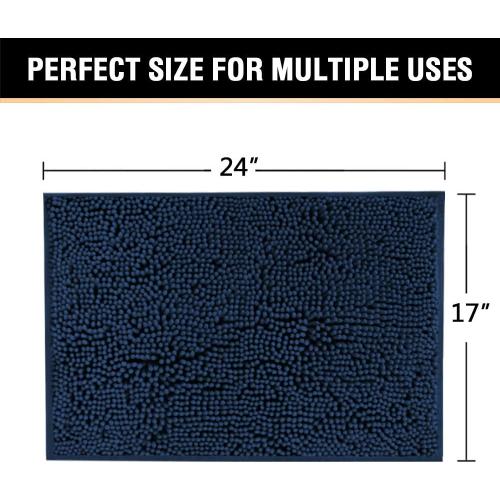 Navy Blue Bath Rug, Bath Mat Non Slip Bath Mats for Bathroom Floor, Bathroom Rug Extra Thick Chenille Rug Absorbent Soft Shaggy Washable Dry Fast Plush Rugs for Bathtubs