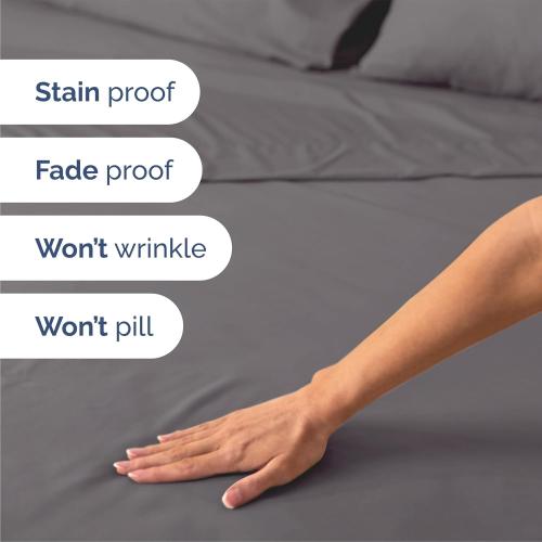 Queen Size 4 Piece Sheet Set - Breathable & Cooling Sheets - Dark Grey