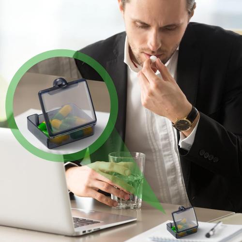 6 Packs Pocket Tiny Pill Case Single Daily Small Pill Container Travel Medicine Holder Cute Portable Personal Medicine Dispensers Organizers for Purse Pills Vitamin Supplements(Black)