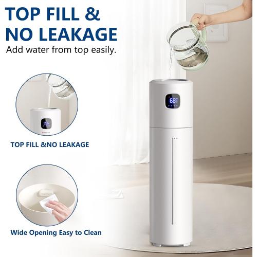 Akeshan Large Humidifiers for Bedroom, 9L/2.5Gal Ultrasonic Cool Mist, Top Fill Easy Clean with 350ML/H Mist Speed, Quiet, Suitable for Kids Room Plant Yoga Office Study Room Living (White, Round)