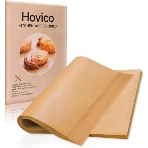 Hovico 130PCS Parchment Paper Baking Sheets, 9x13 Inch, Precut Non-Stick Parchment Sheets for Baking, Grilling, Air Fryer, Steaming, and More (Unbleached) - Perfect for BBQ, Picnic, Festival, Bread
