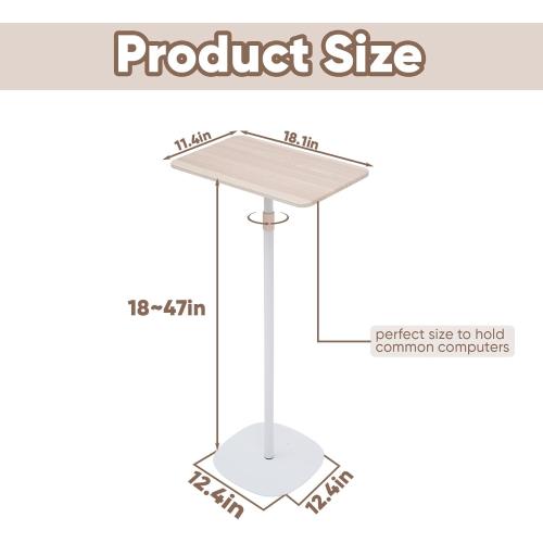 Portable Standing Desk, Adjustable Height 18’‘-47’’ Mobile Floor Desk, Small Laptop Stand for Home Office, Easy to Assemble, Compact Design