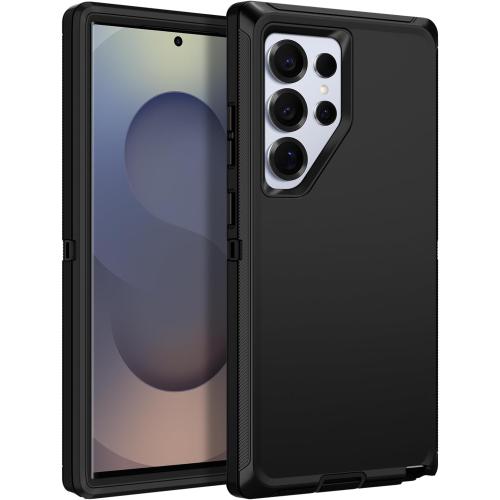 for Samsung Galaxy S25 Ultra Case Heavy Duty Protective Shockproof Dropproof 3-Layer Full Body Protection [Without Screen Protector] Tough Rugged Case for Galaxy S25 Ultra,Black