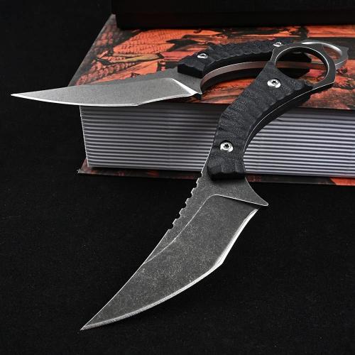Gtk152 Fixed Blade Knife, D2 Steel Blade G10 Handle EDC Tool Knives with Kydex Sheath, Cool Strong Sharp Fixed Knife for Outdoor Camping Hunting(Silver)