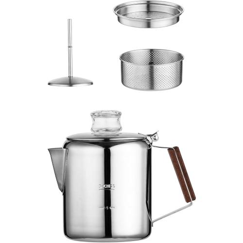 Fox Run Rapid Brew Stainless Steel Stovetop Coffee Percolator, 2-6 Cup