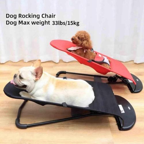 Pet Rocking Chair for Dogs & Cats, Pet Dog Cat Rocker Bed Chair, Indoor Lounge, Adjustable and Portable Foldable, maximun Weight 35lb, Perfect for Small Dogs Shiba Inus, Teddies etc and cat.