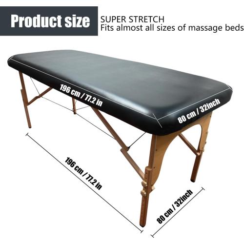 Professional Waterproof Massage Table Cover - 32Inch Square 100% PU Leather, Wipeable Reusable Protector for Spa & Clinic (Black, 1-Pack)​