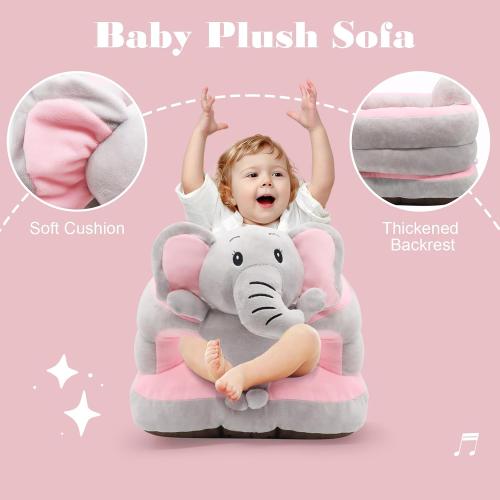 vocheer Sit Me Up Floor Seat for Baby Chair for Sitting Up Support Seat Sofa Plush Animal Shaped Baby Learning to Sit Chair for 3-24 Months Girls and Boys, PP Cotton Full Filling,Elephant