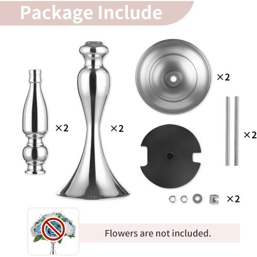 19.7, Silver, 2 Pcs Versatile Metal Flower Arrangement, Candle Holder Stand Set Candlelabra for Wedding Party Dinner Centerpiece Event Road Lead Restaurant Hotel Decoration (Silver, 19.7 H)