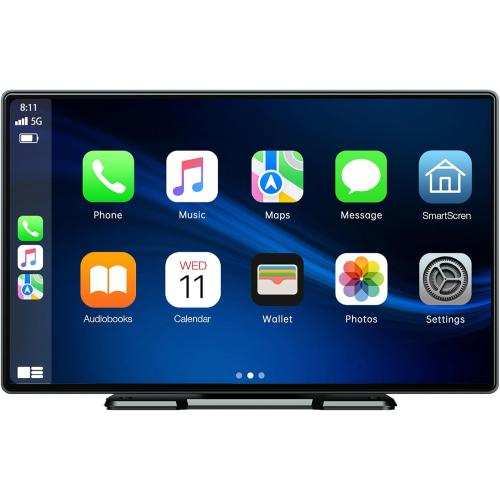 LAMTTO 9 Inch Wireless Car Stereo with Apple Carplay,Portable Touch Screen GPS Navigation for Car,Car Audio Receivers with Bluetooth,Android Auto,Airplay,AUX/FM,Screen for All Vehicles, Black