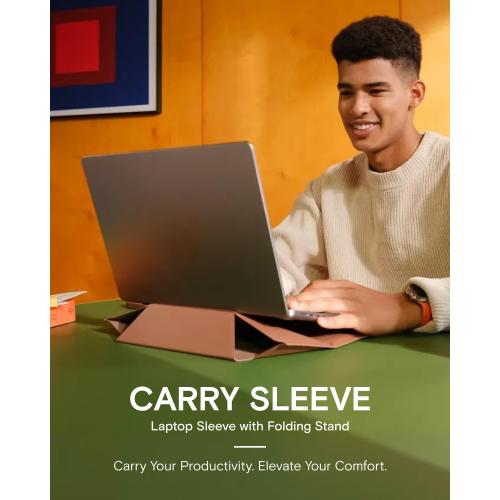 MOFT Laptop Carry Sleeve, 2-in-1 Laptop Bag & Stand for 14 MacBook Air/Pro & Dell/HP/Lenovo/Asus, Stylish Slim Computer Sleeve Bag with Expandable Storage for Computer Accessories, Deep Blue