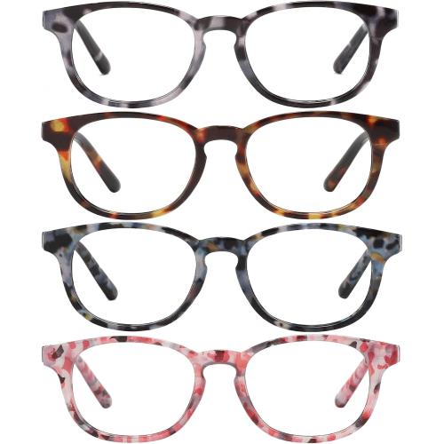 Przene Reading Glasses for Men Women Blue Light Blocking Readers Spring Hinges Lightweight Style Pack