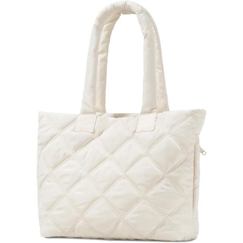Puffer Tote Bag for Women, Quilted Bag with Zipper, Small Tote HandBags for Work, Travel