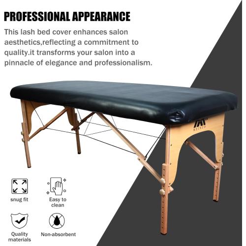 Professional Waterproof Massage Table Cover - 32Inch Square 100% PU Leather, Wipeable Reusable Protector for Spa & Clinic (Black, 1-Pack)​