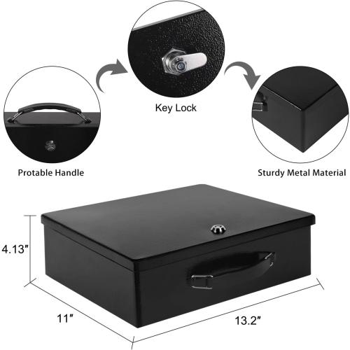 Fireproof Document Box, Fire Resistant Safe Box with Key Lock for Home, Portable Fireproof Lock Box for Personal Items, Passport, Cash, Tablet, X Large 13.2 x 11 x 4.13