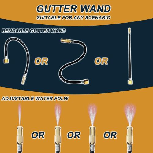 24FT Reach Gutter Cleaning Tools from The Ground, 16FT Long Reach Gutter Cleaner Wand with Hose Attachment, Telescoping Rain Gutter Cleaning Tool for Debris