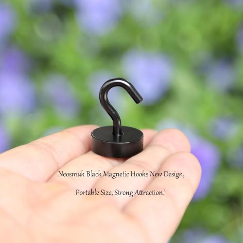 Neosmuk Magnetic Hooks, Cruise Ship Essentials, 40lb  Heavy Duty Magnetic Hooks for Cruise Cabins, Refrigerator, Grill, Hanging, and Travel | Extra Strong Must-Haves Magnet Hook,Black,Pack of 20
