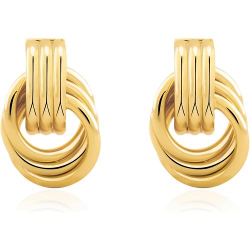 Chunky Small Knot Earrings Gold Silver Geometric Earrings for Women Dainty Gold and Silver Plated Dangle Drop Earrings Hypoallergenic and Lightweight Fashion Trendy Jewelry Gifts