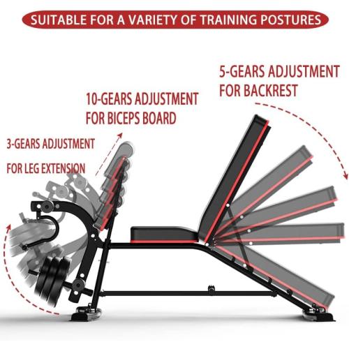 Utility Weight Bench with Leg Extension - Multi-Position Adjustable Bench for Strength Training, Dumbbell Exercise and Ab Workouts