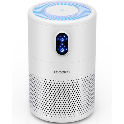 MOOKA Air Purifiers for Home Large Room up to 1076 ft², H13 True HEPA Air Filter Cleaner, Odor Eliminator, Remove Smoke Dust Pollen Pet Dander, Night Light(Available for California)