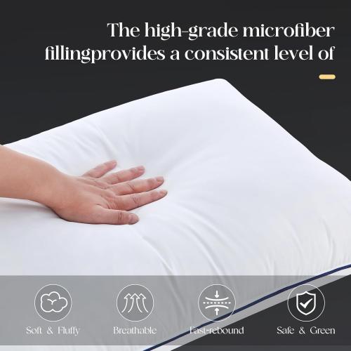 Luxurious Goose Down Bed Pillows King Size Set of 2