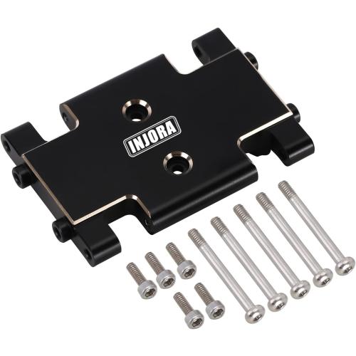 INJORA Skid Plate Transmission Mount Black Coating Brass Mount for AX24 XC-1 Upgrade 1/24 RC Crawler,21g